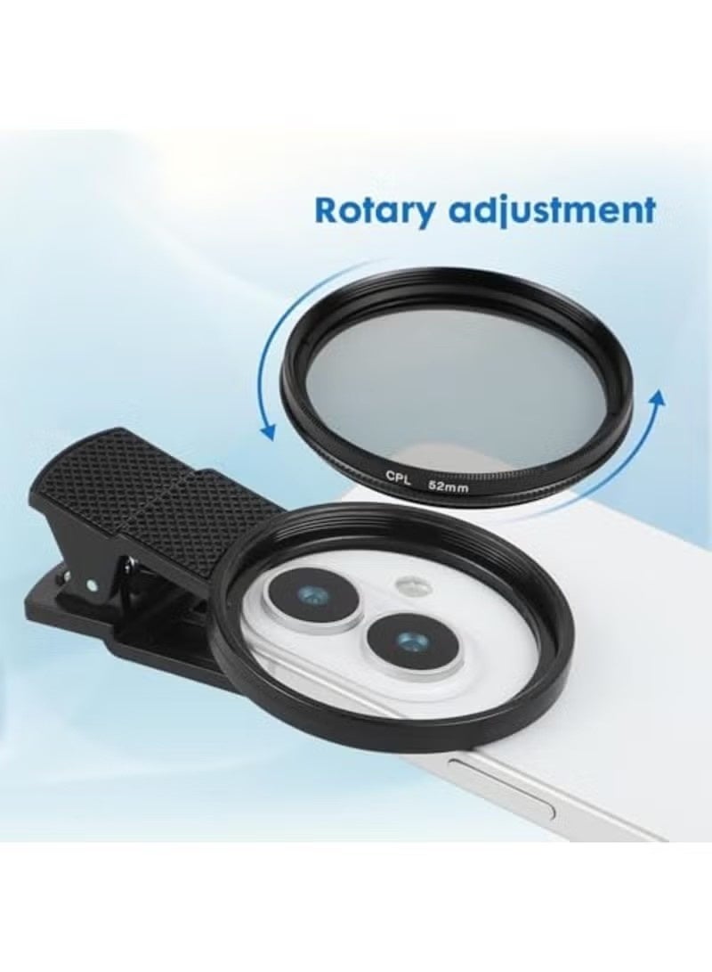 CPL Phone Camera Filter with Clip, Ultra Slim Multi-Coated Filtro Polarizador para Celular,Cramp-on Polarizer Lens for iPhone,Android Smartphones (52mm,Black) - Image 5